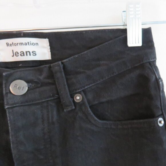 REFORMATION Serena High Skinny Crop Jeans in Black - Size US 24 - Picture 4 of 15